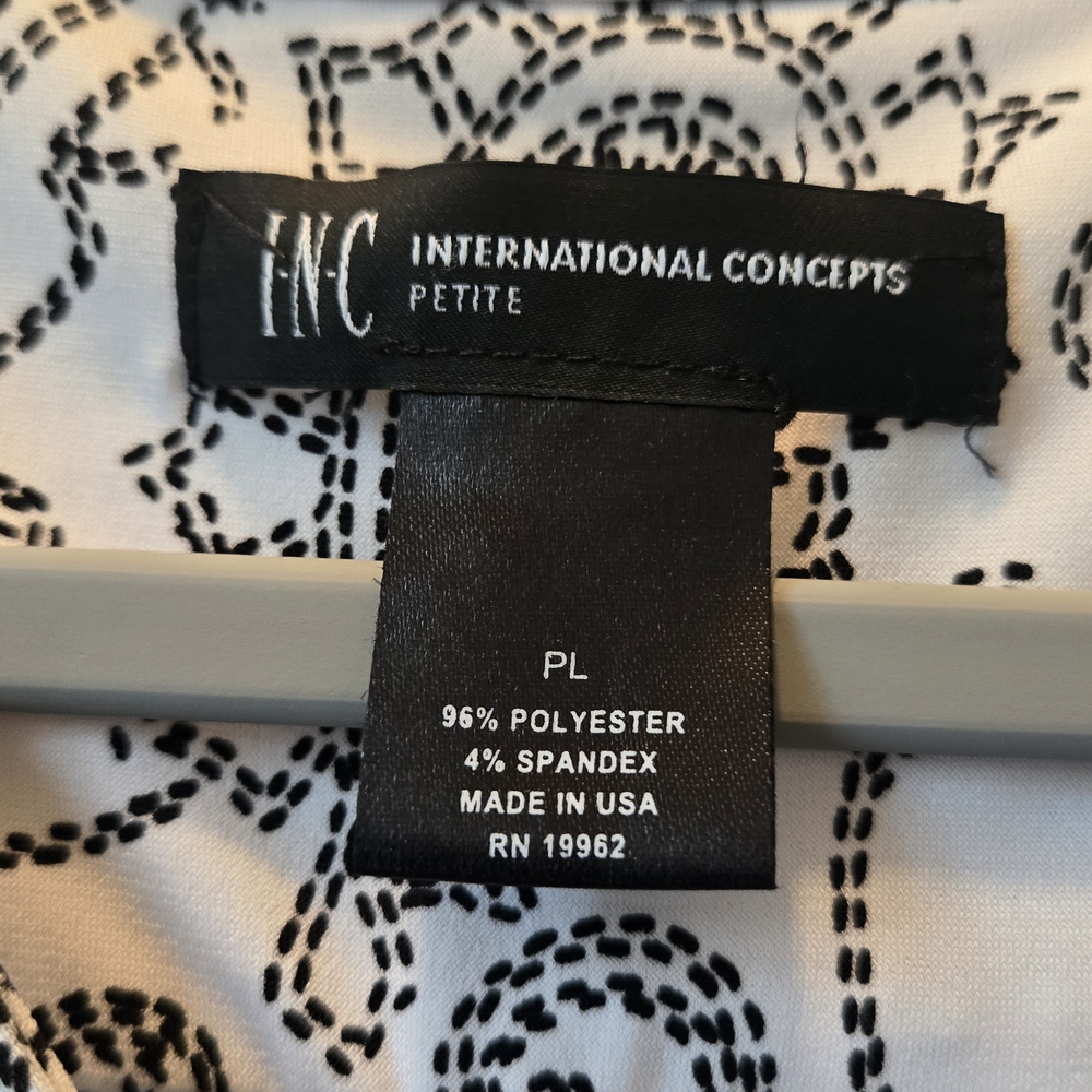 INC International Concepts Faux Wrap Sleeveless Blouse White + Black Size PL EUC - Picture 2 of 4